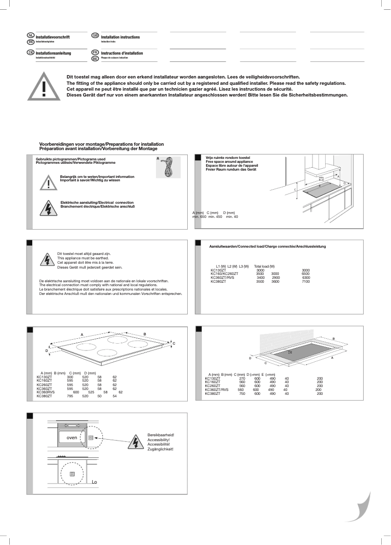 Page 1 de la notice Guide d'installation Etna KC130ZT