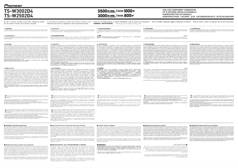 Page 1 de la notice Manuel utilisateur Pioneer TS-W3002D4