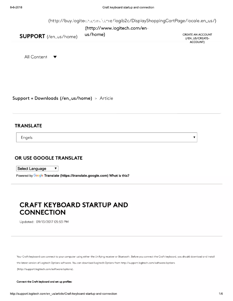 Page 1 de la notice Manuel utilisateur Logitech Craft Advanced