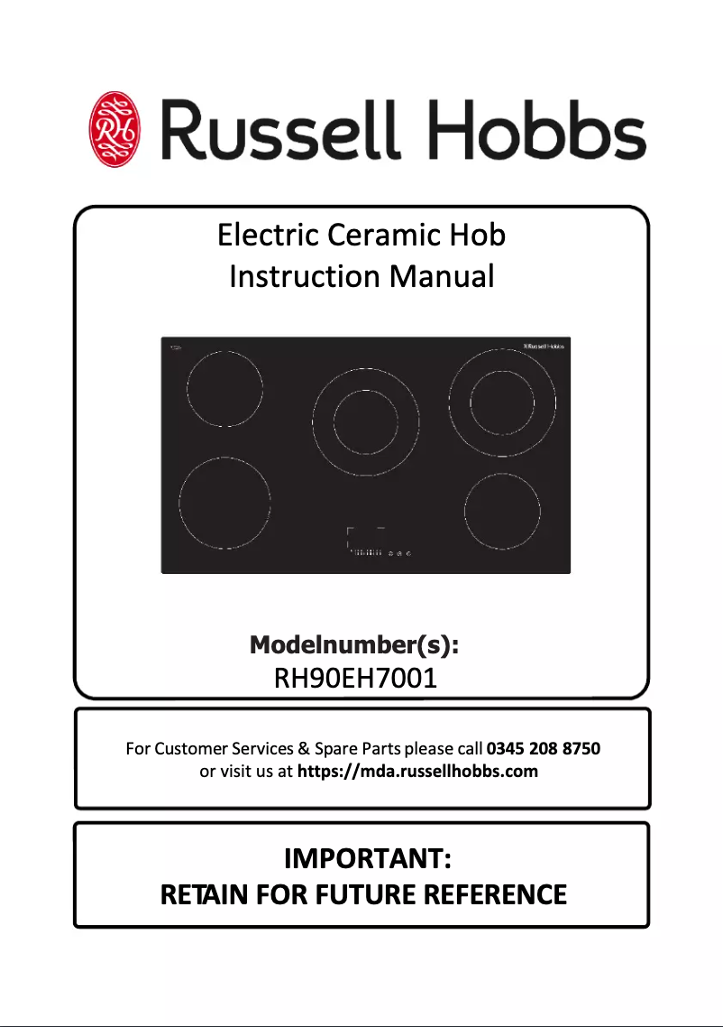Page 1 de la notice Manuel utilisateur Russell Hobbs RH90EH7001