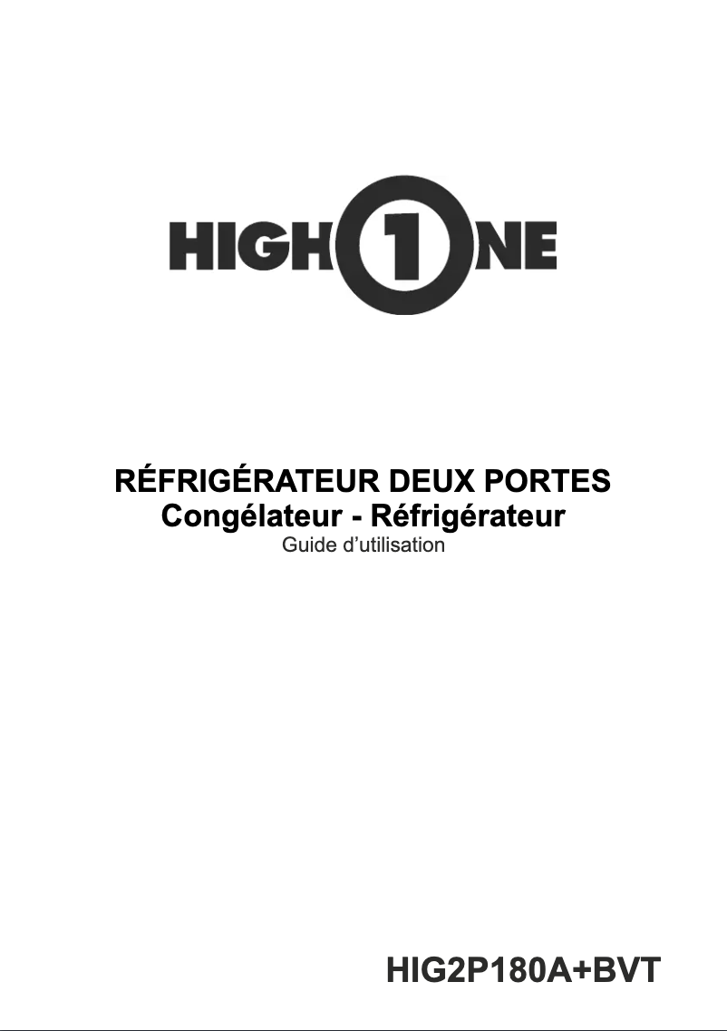 Page n°1 - Manuel utilisateur High One HIG 2P180A+ BVT