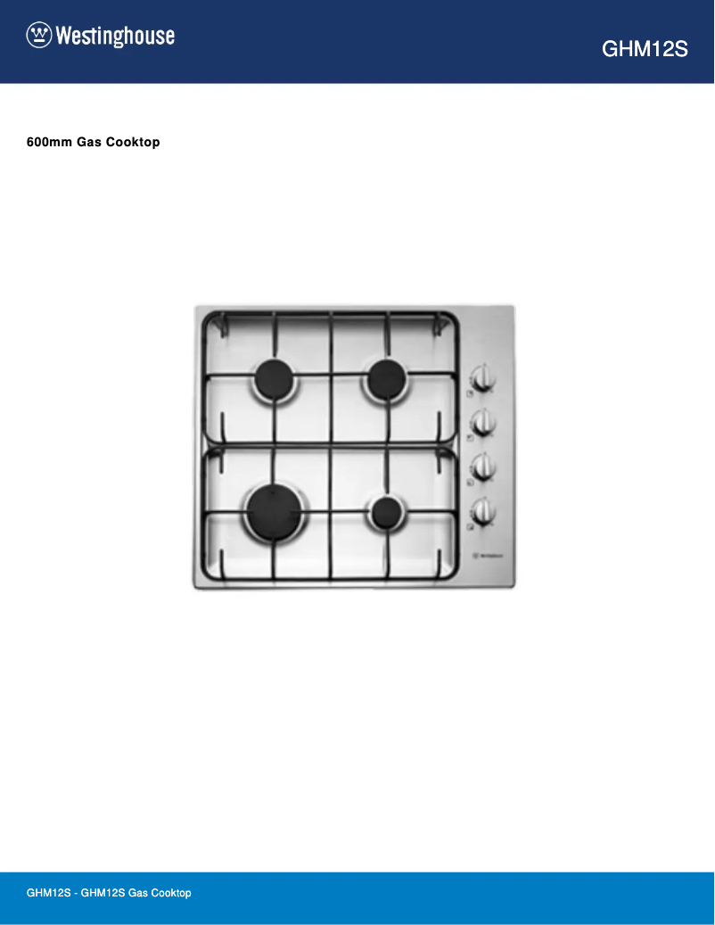 Page n°1 - Manuel utilisateur Westinghouse GHM12S