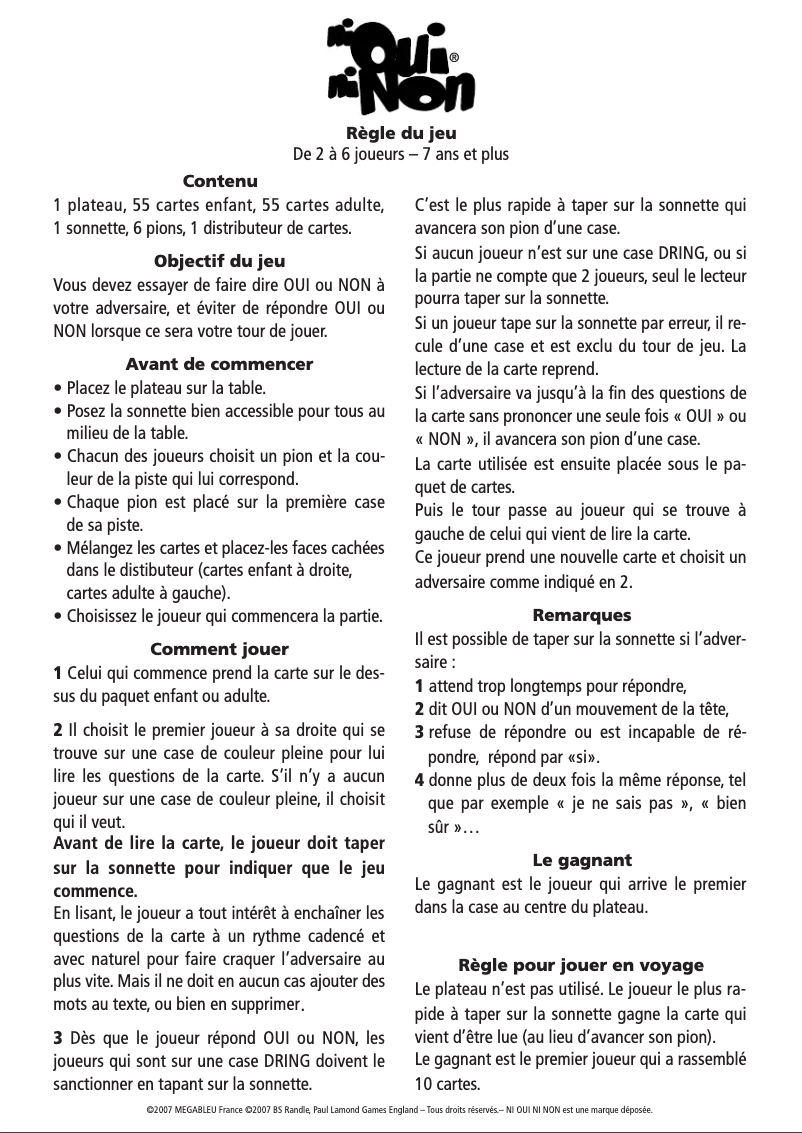 Page 1 de la notice Manuel utilisateur MEGABLEU Geen Ja Geen Nee