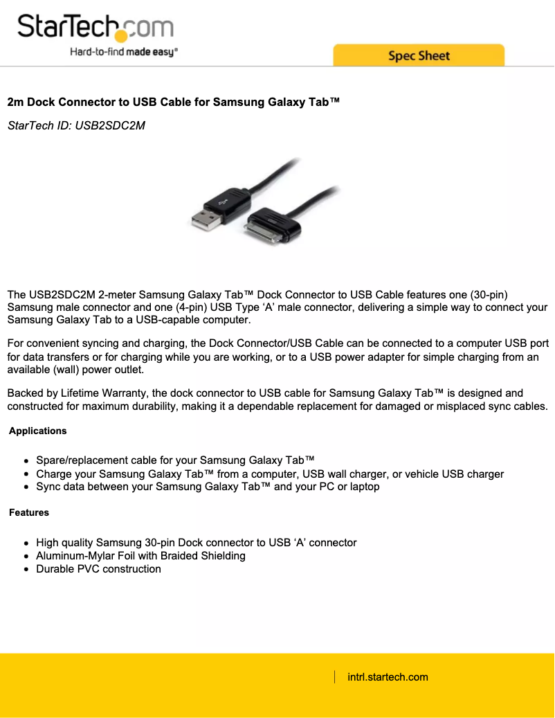 Page 1 de la notice Manuel utilisateur StarTech.com USB2SDC2M