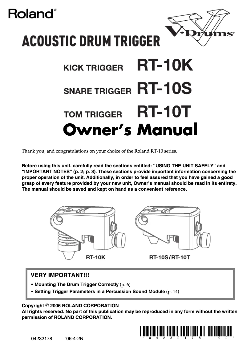Image de la première page du manuel de l'appareil RT-10