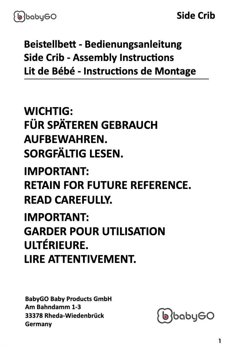 Page 1 de la notice Manuel utilisateur BabyGO Together II