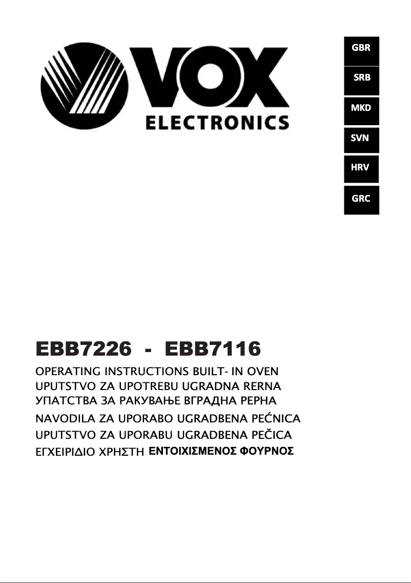 Page 1 de la notice Manuel utilisateur VOX EBB7116