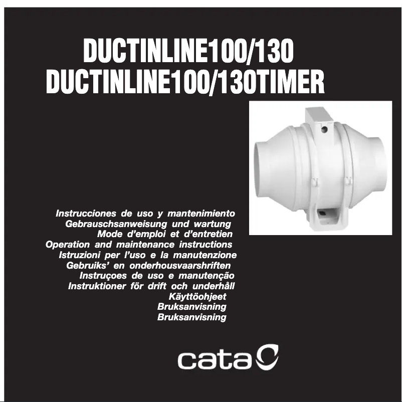 Page 1 de la notice Manuel utilisateur CATA DUCT IN LINE 100/130