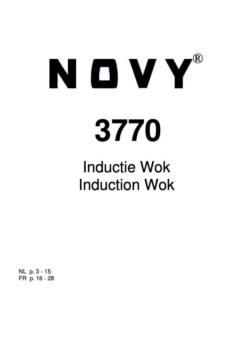 Page 1 de la notice Manuel utilisateur Novy 3770