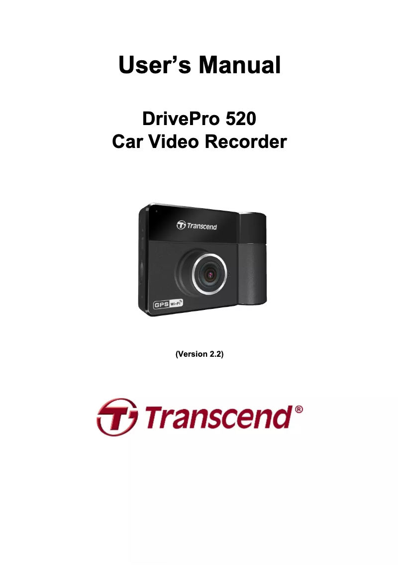 Page 1 de la notice Manuel utilisateur Transcend DrivePro 520