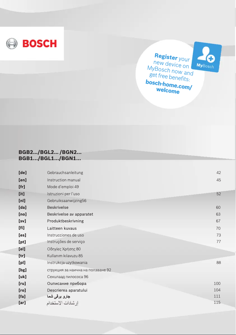 Page n°1 - Manuel utilisateur Bosch BGN21702
