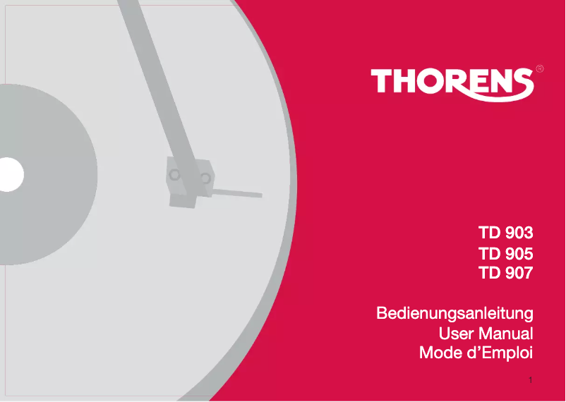 Page n°1 - Manuel utilisateur Thorens TD 903