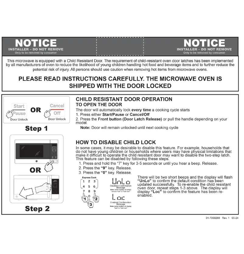 Page n°1 - Instructions / montage GE GCST09N1