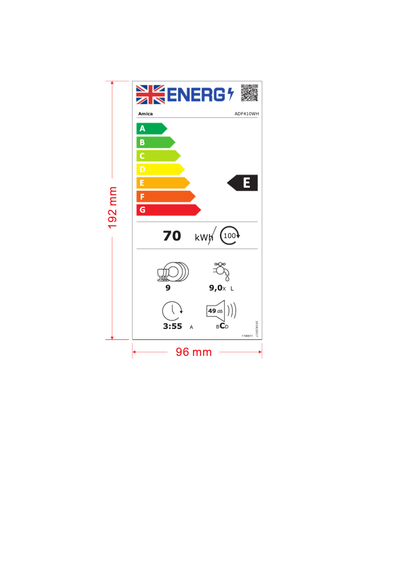 Page n°1 - Label énergétique Amica ADF410WH