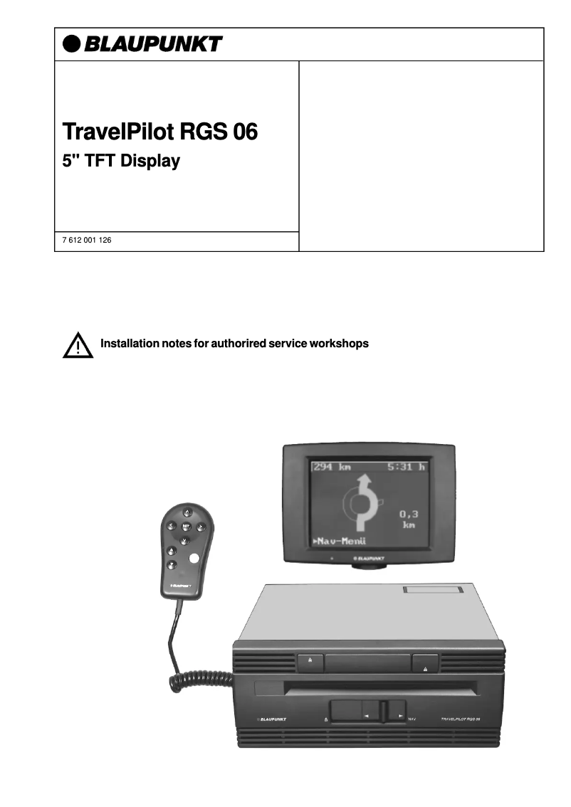 Página 1 del manual Manual de usuario Blaupunkt TravelPilot RGS 06