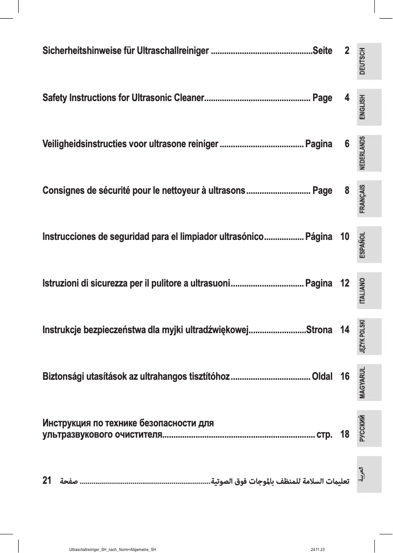 Page n°1 - Instructions / montage ProfiCare PC-USR 3120