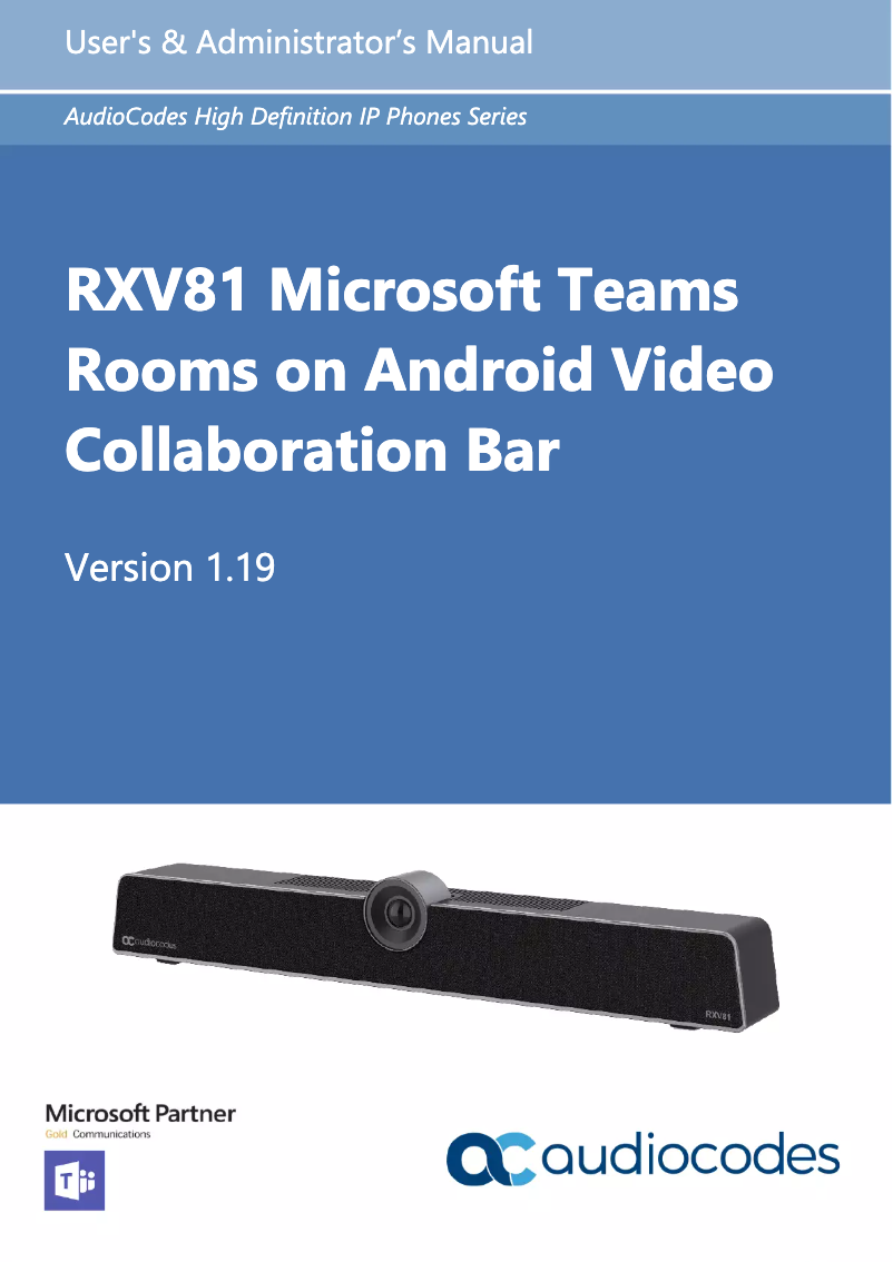 Page n°1 - Manuel utilisateur Audiocodes RXV81