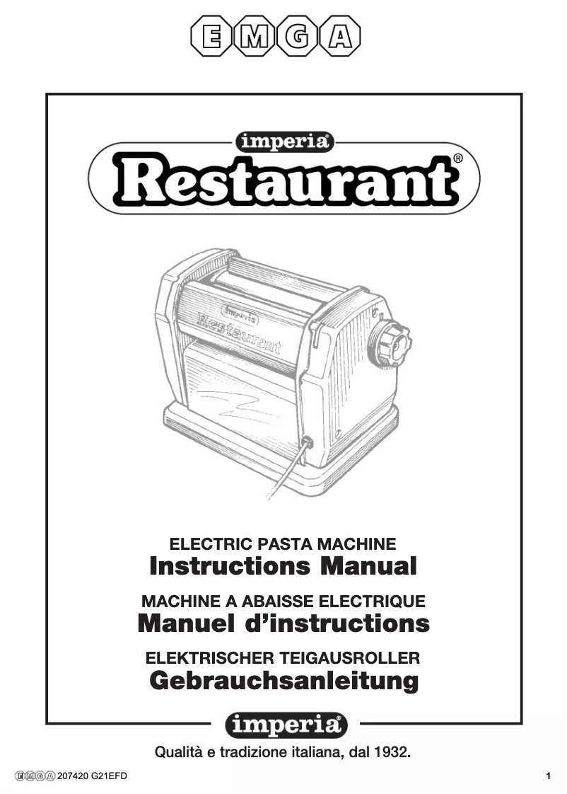 Image de la première page du manuel de l'appareil Restaurant 207420