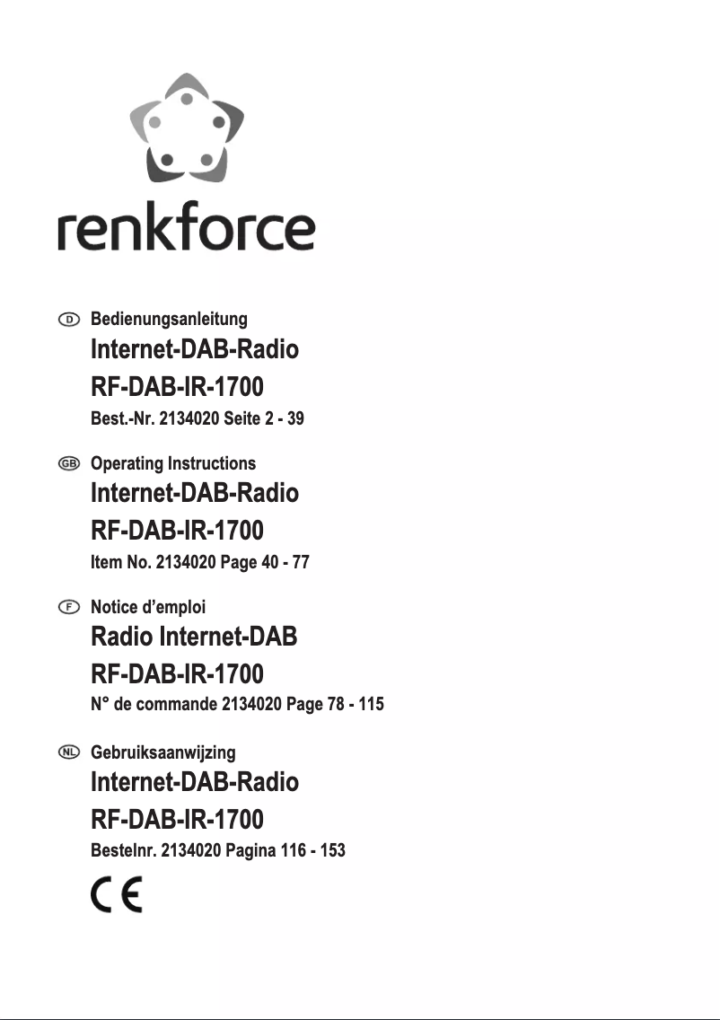 Page 1 de la notice Manuel utilisateur Renkforce RF-DAB-IR1700