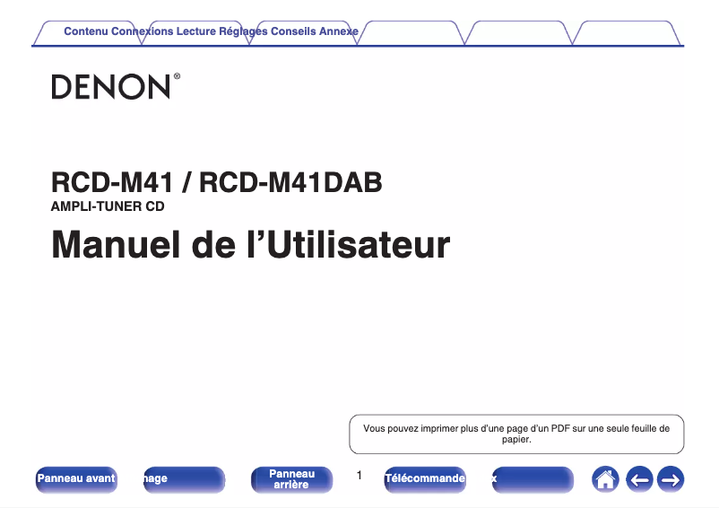 Page 1 de la notice Manuel utilisateur Denon D-M41DAB
