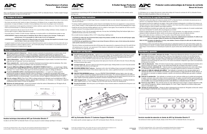 Page 1 de la notice Manuel utilisateur APC SurgeArrest