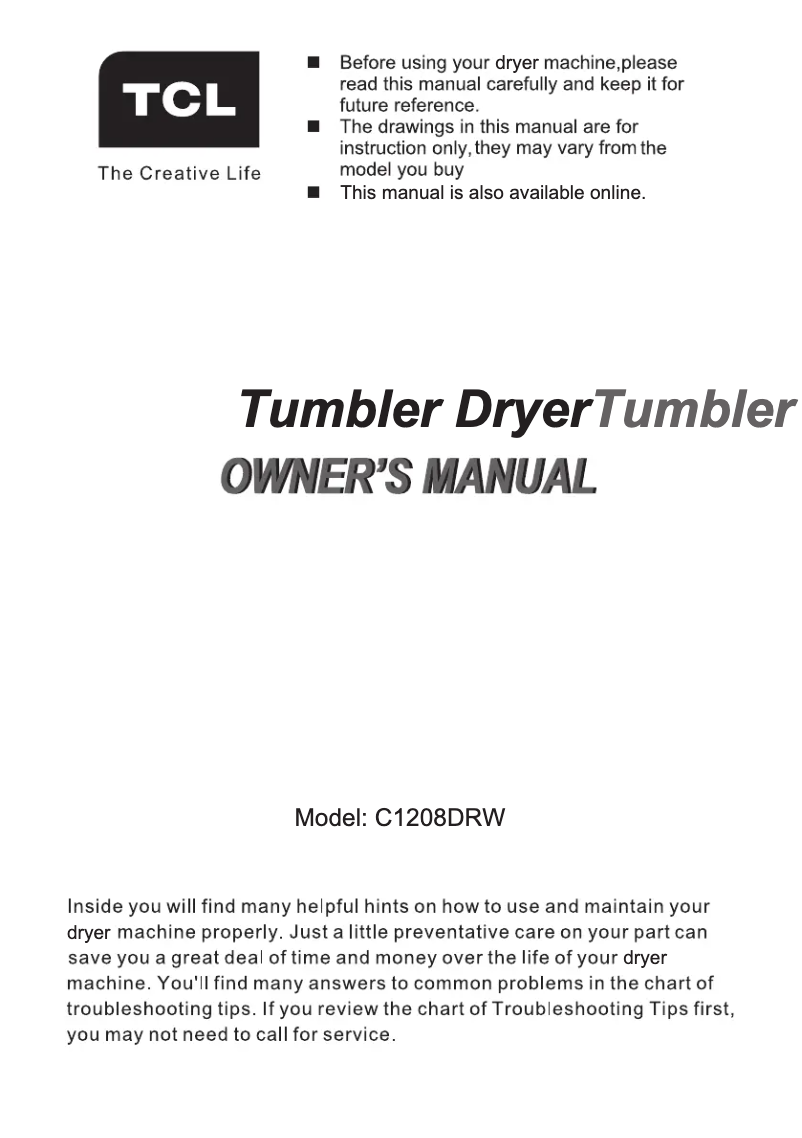 Page n°1 - Manuel utilisateur TCL C1208DRW