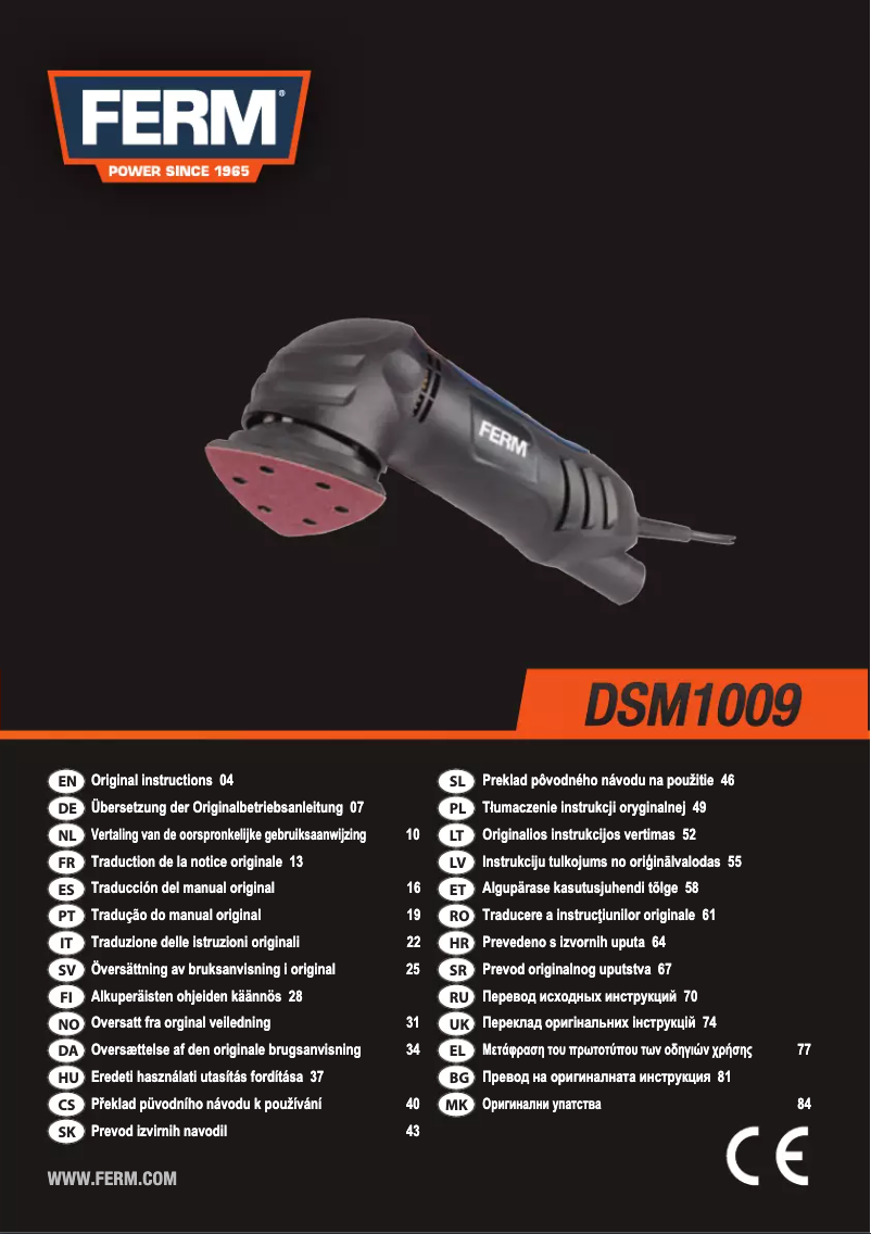 Page 1 de la notice Manuel utilisateur Ferm DSM1009
