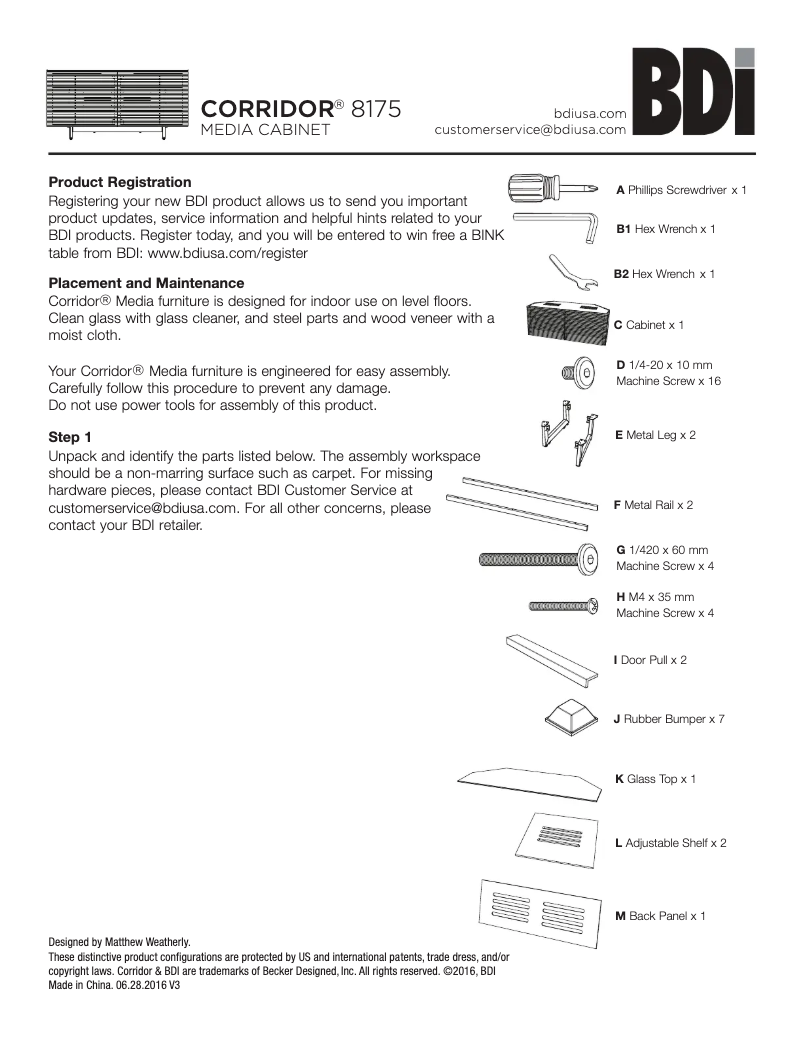 Page n°1 - Manuel utilisateur BDI Corridor 8175