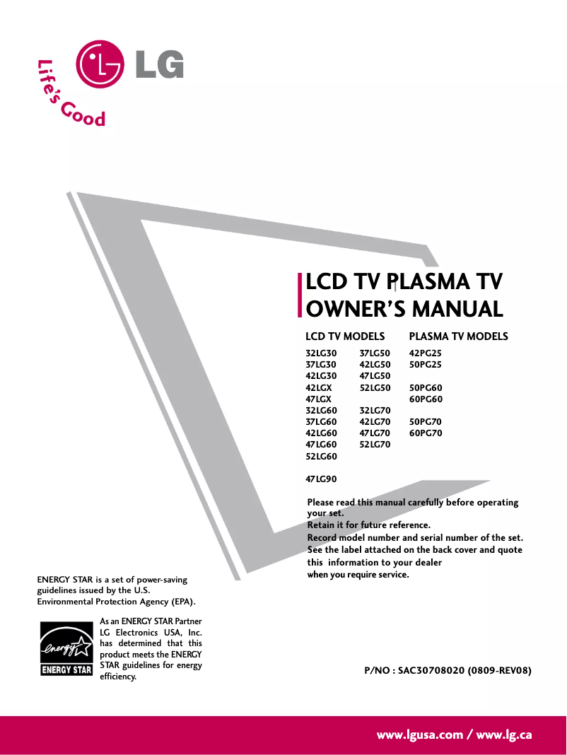 First page image of the manual for 42X