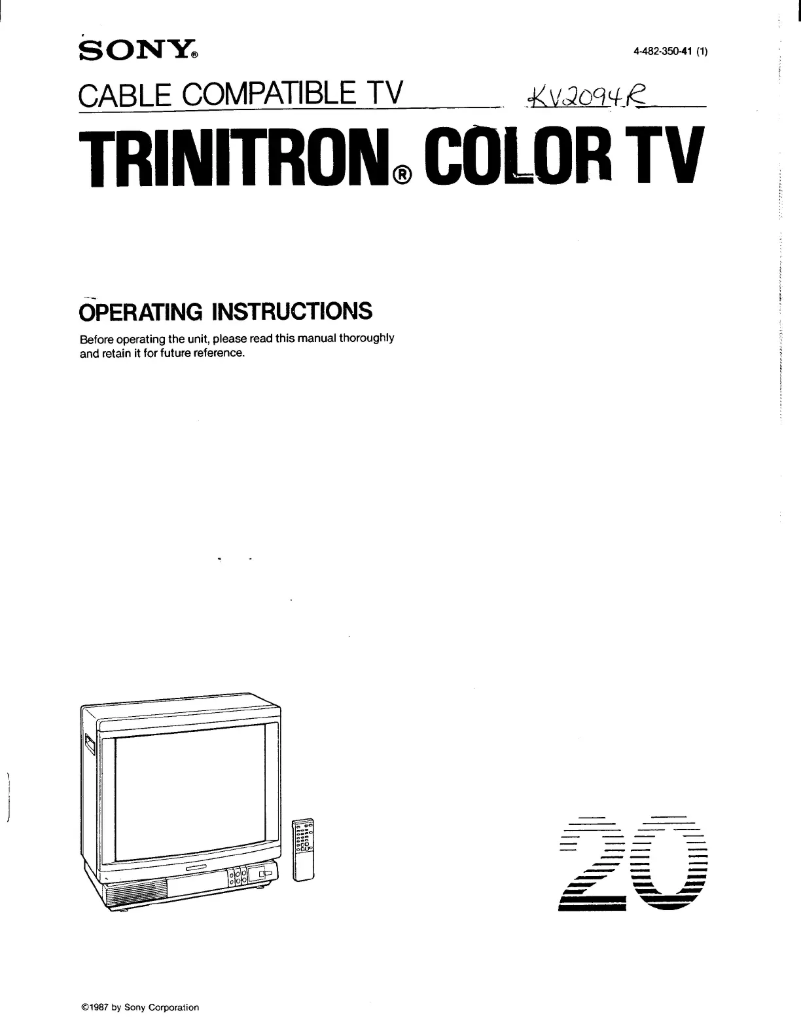 Page 1 de la notice Manuel utilisateur Sony KV-2094R