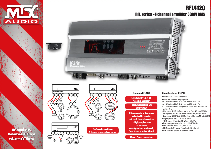 Page n°1 - Fiche technique MTX Audio RFL4120