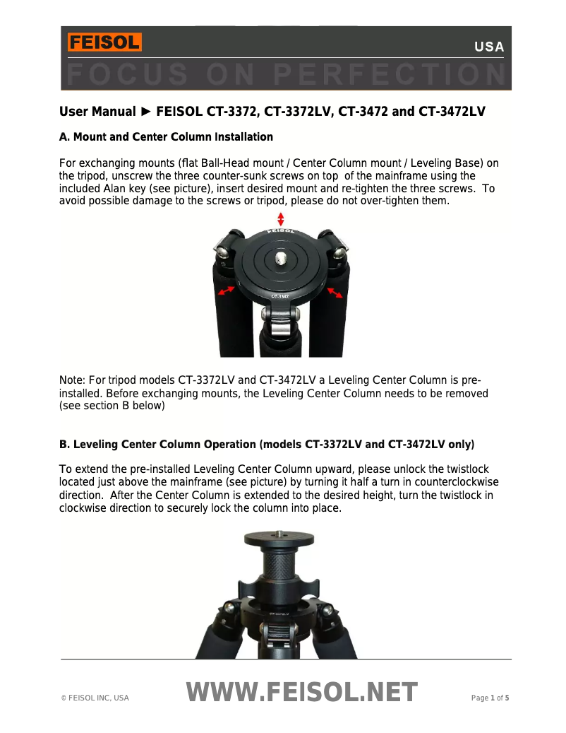 Page n°1 - Manuel utilisateur Feisol CT-3472