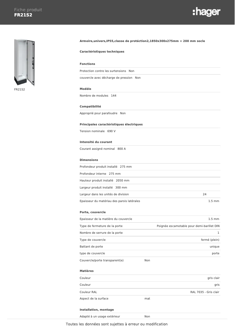 Image de la première page du manuel de l'appareil FR21S2