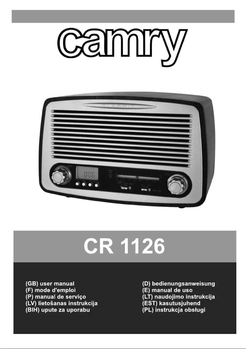 Page n°1 - Manuel utilisateur Camry CR 1126