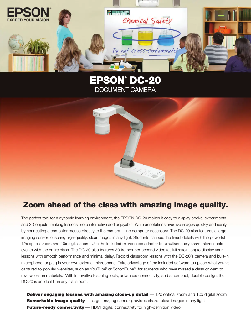 Página 1 del manual Ficha técnica Epson ELPDC20