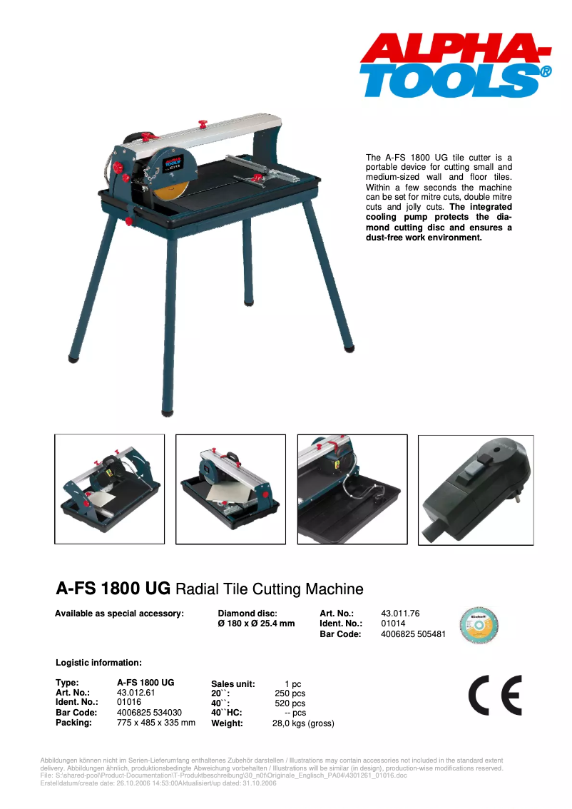 Image de la première page du manuel de l'appareil A-FS 1800 UG