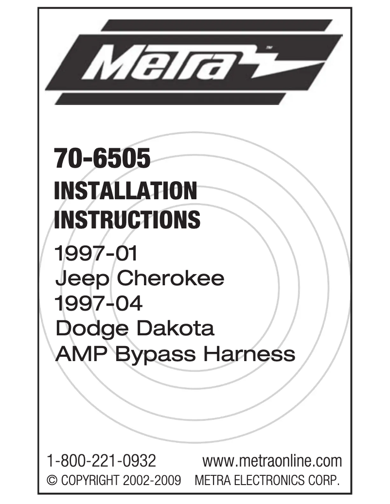 Page n°1 - Manuel utilisateur Metra 70-6505