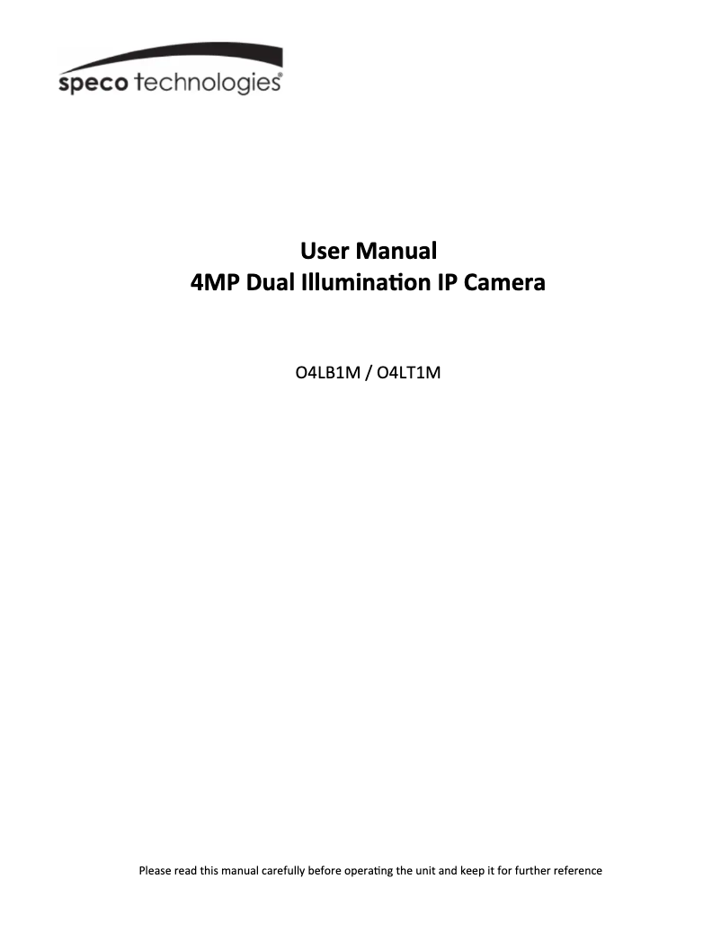 Page 1 de la notice Manuel utilisateur Speco Technologies O4LB1M