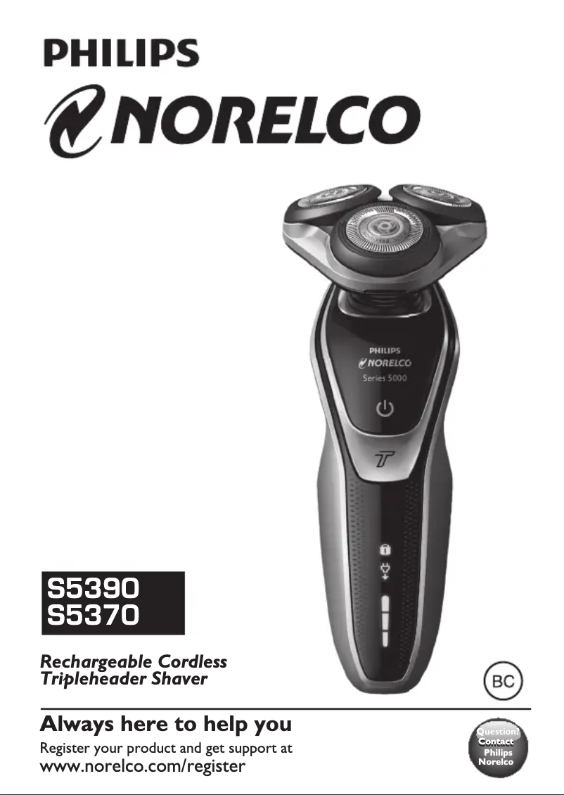 Page 1 de la notice Manuel utilisateur Philips Norelco Shaver 5500 S5370