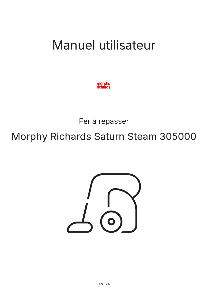 Image de la première page du manuel de l'appareil Saturn Steam 305000