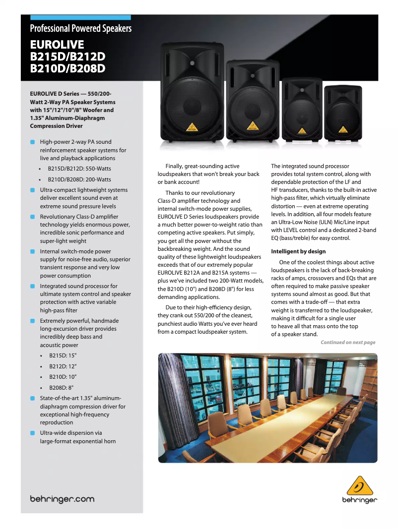 Page n°1 - Brochure Behringer Eurolive B215D