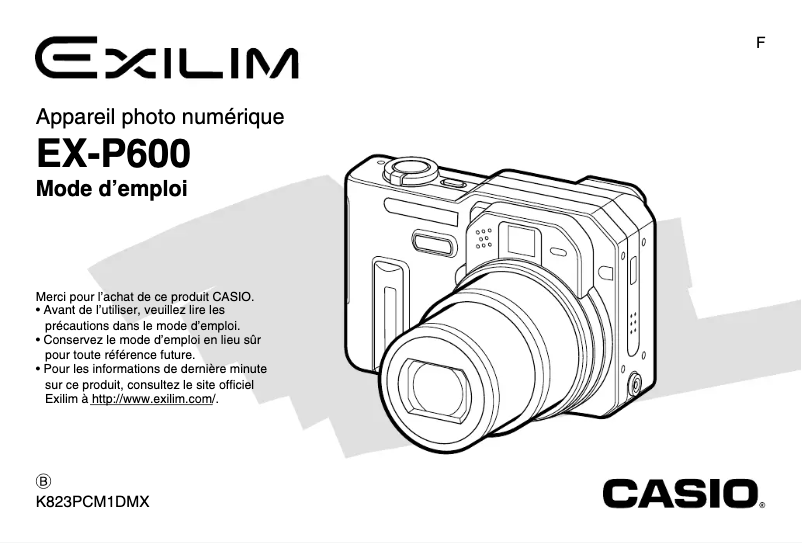Page n°1 - Manuel utilisateur Casio Exilim EX-P600