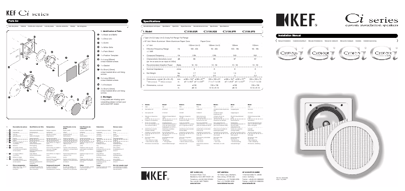 Page n°1 - Manuel utilisateur KEF CI160.2QS