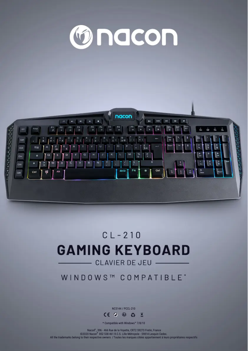 Page 1 de la notice Manuel utilisateur NACON CL-210
