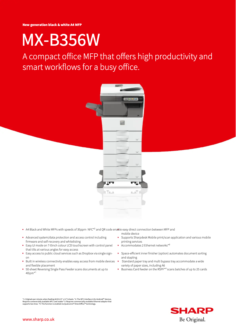 Page n°1 - Fiche technique Sharp MX-B356W