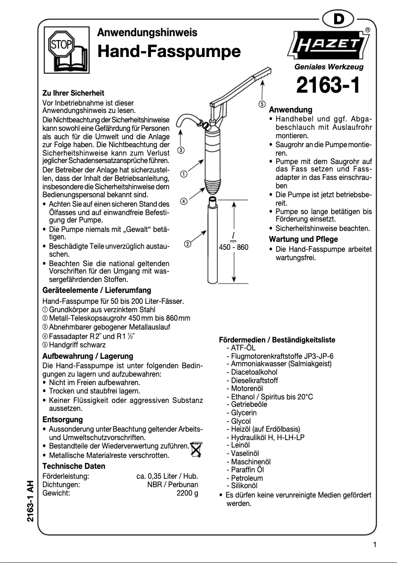 Page n°1 - Manuel utilisateur Hazet 2163-1