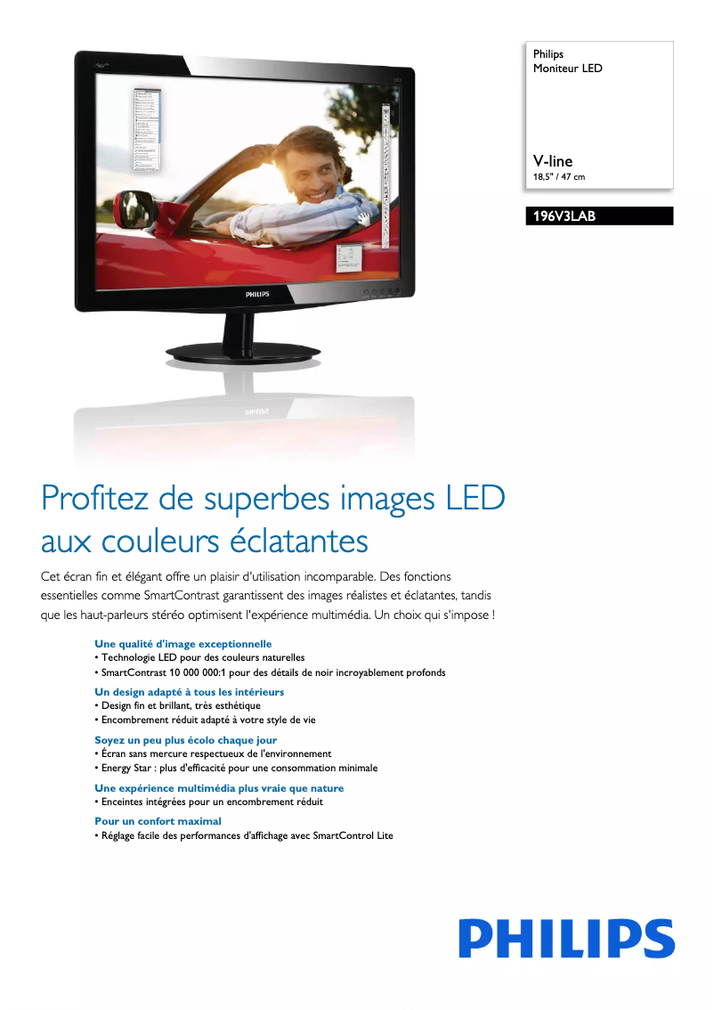 Página 1 del manual Ficha técnica Philips 196V3LAB