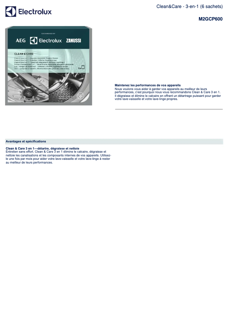 Page n°1 - Fiche technique AEG M2GCP600