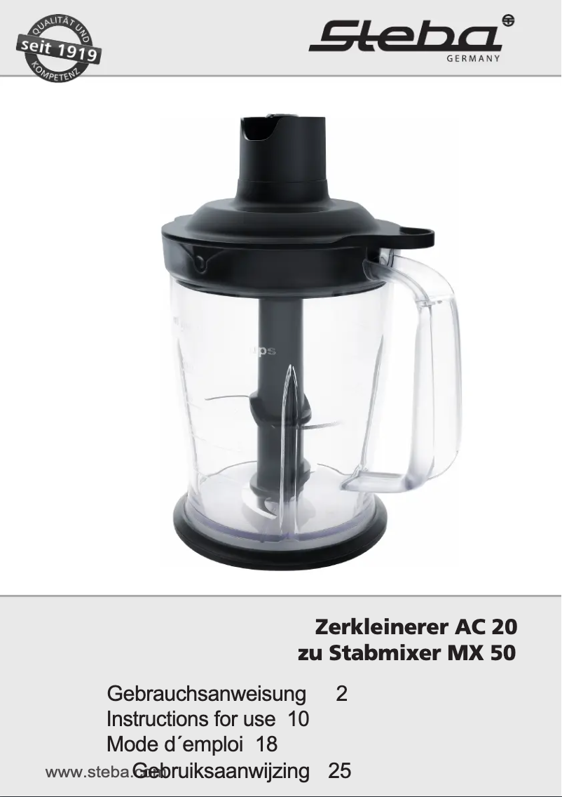Page 1 de la notice Manuel utilisateur Steba AC 20