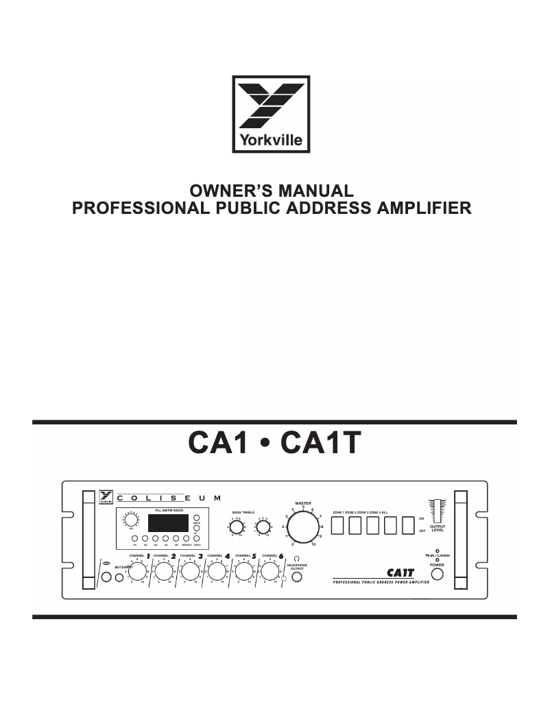Page 1 de la notice Manuel utilisateur Yorkville CA1T